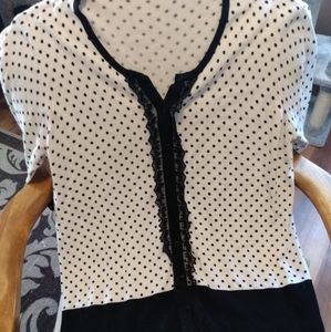 Polka dot cardigan with lace detail